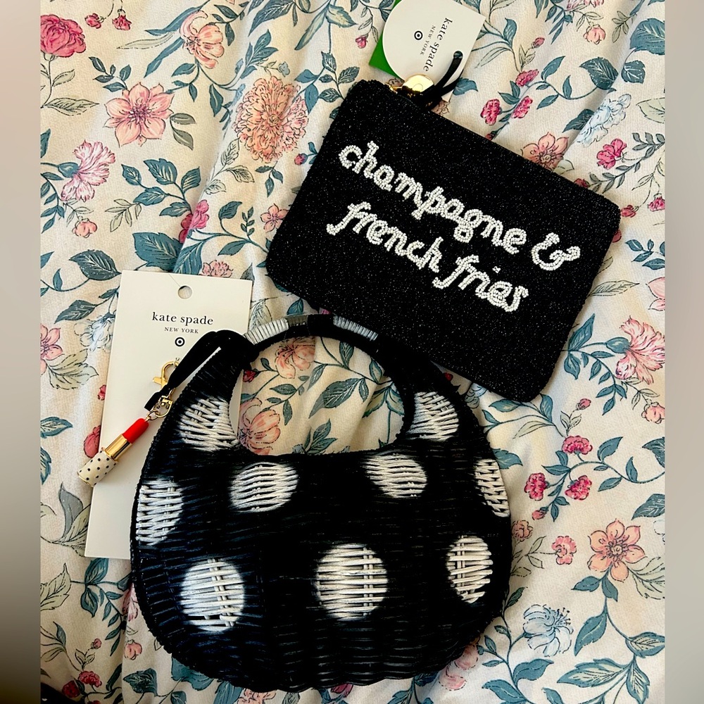 KS & Target Champagne & Fries Clutch + Polka dot purse Bundle